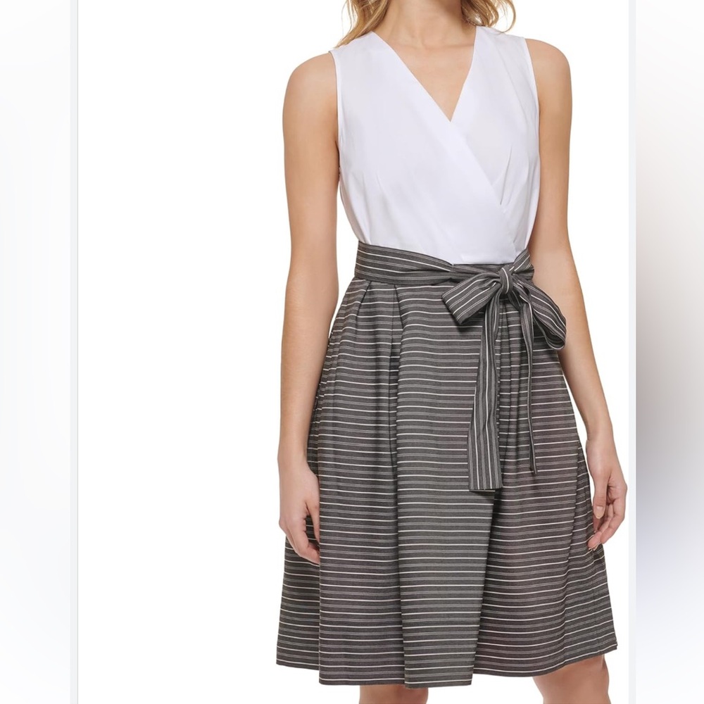 Tommy Hilfiger White and grey/black Dress size 14
